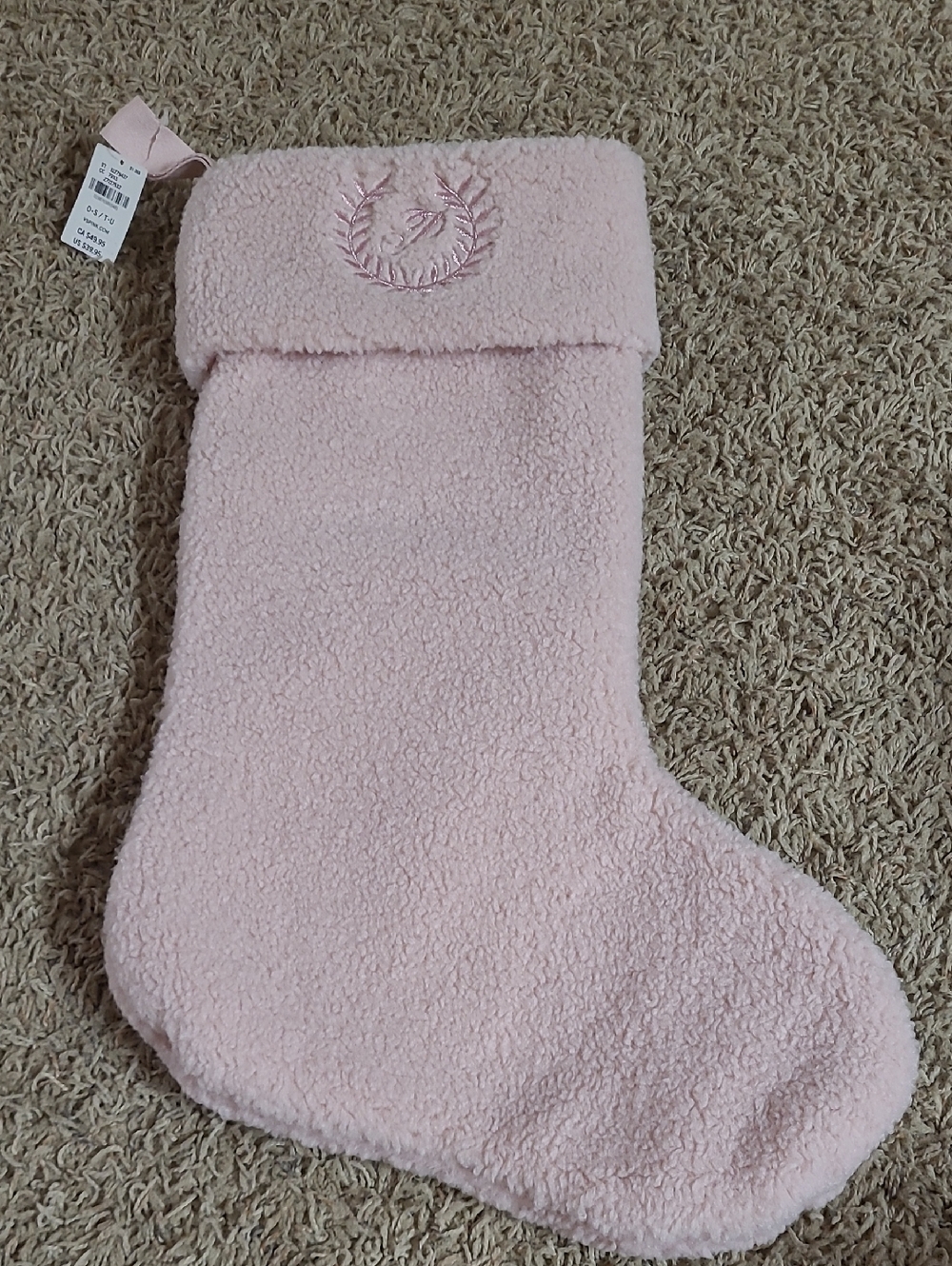Pink Victorias Secret Light Pink Sherpa Christmas Stocking